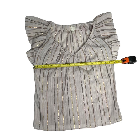 La Vie Rebecca Taylor' Lurex Metallic Stripe Top in Faded Lilac S - Picture 15 of 16